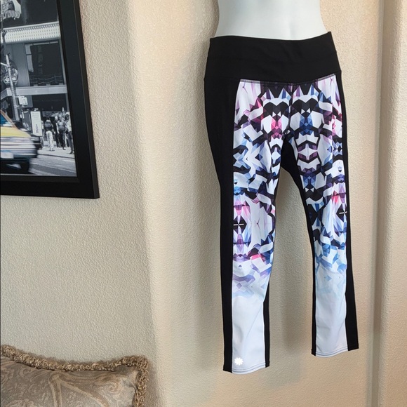 ATHLETA Black Leggings with Colorful Front Section. S - Picture 3 of 16